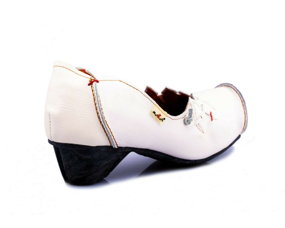 TMA 8787 Damen Pumps Halbschuhe Schuhe Elfenlook Leder weiß alle Größen 36-42