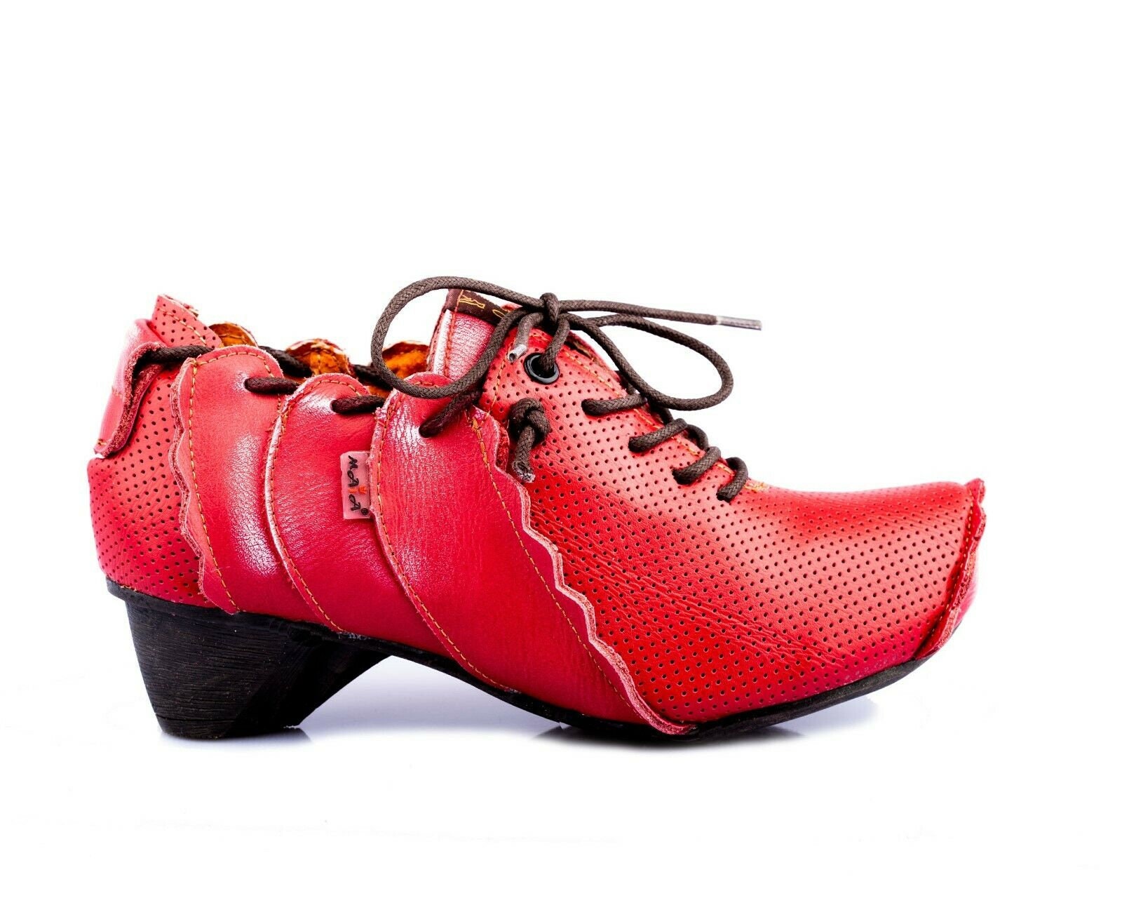 TMA 8677 Raffinierter Damen Pumps Schnürer Schuhe Leder rot TMA 1811 Modischer Damen Pumps Halbschuh Schnürer Leder weiß