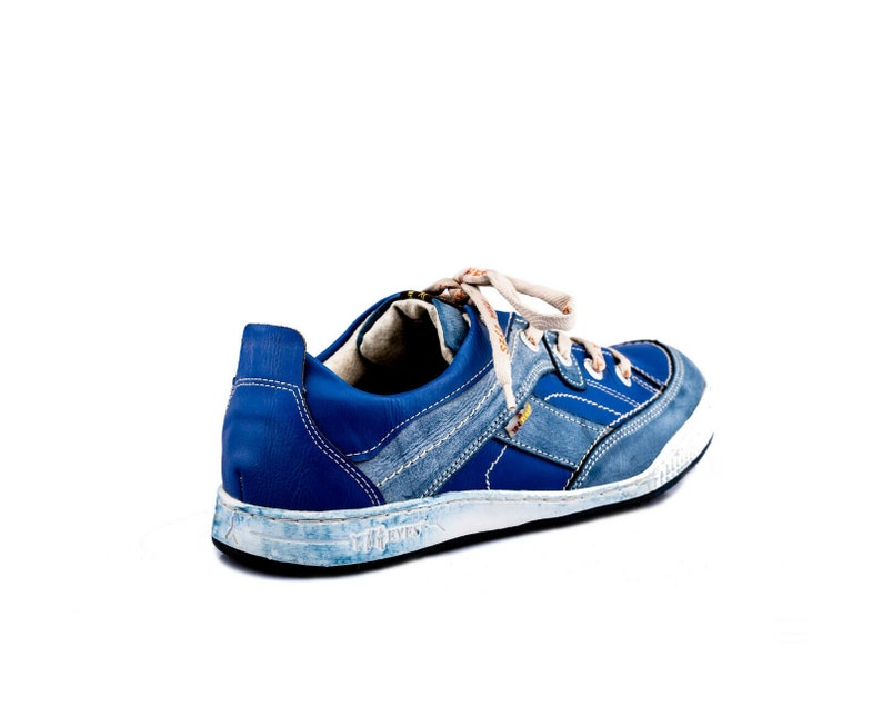 TMA 4199 Men/'s Half Shoe Sneaker lace-up shoe leather blue all sizes 41-46