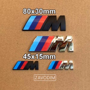BMW Silver Black M Series fender grill + trunk Sticker Emblem Badge Metal Sport Power 45*15mm 80*30mm front / rear / side