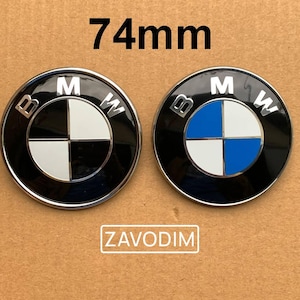 1pcs 74mm BMW black blue badge trunk emblem
