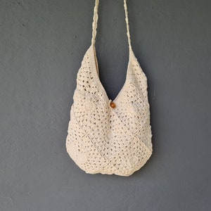 Cream Crochet Bag Crochet Hobo Bag - Etsy