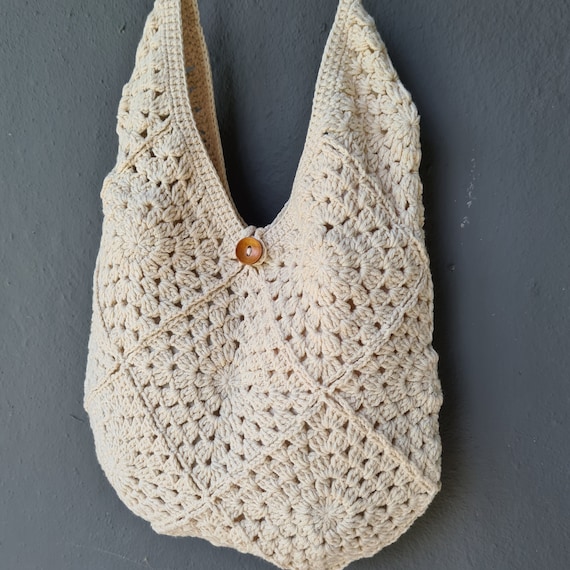 Cream Crochet Bag Crochet Hobo Bag | Etsy