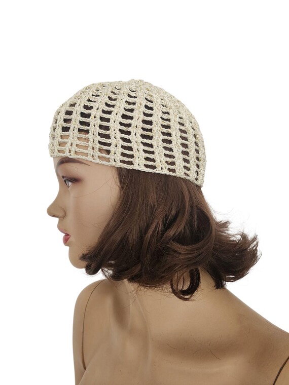 Handmade Cream and Brown Crochet Hat Crochet Bucket Hat With Cream Rose, Chocolate Brown Accent  main image 4