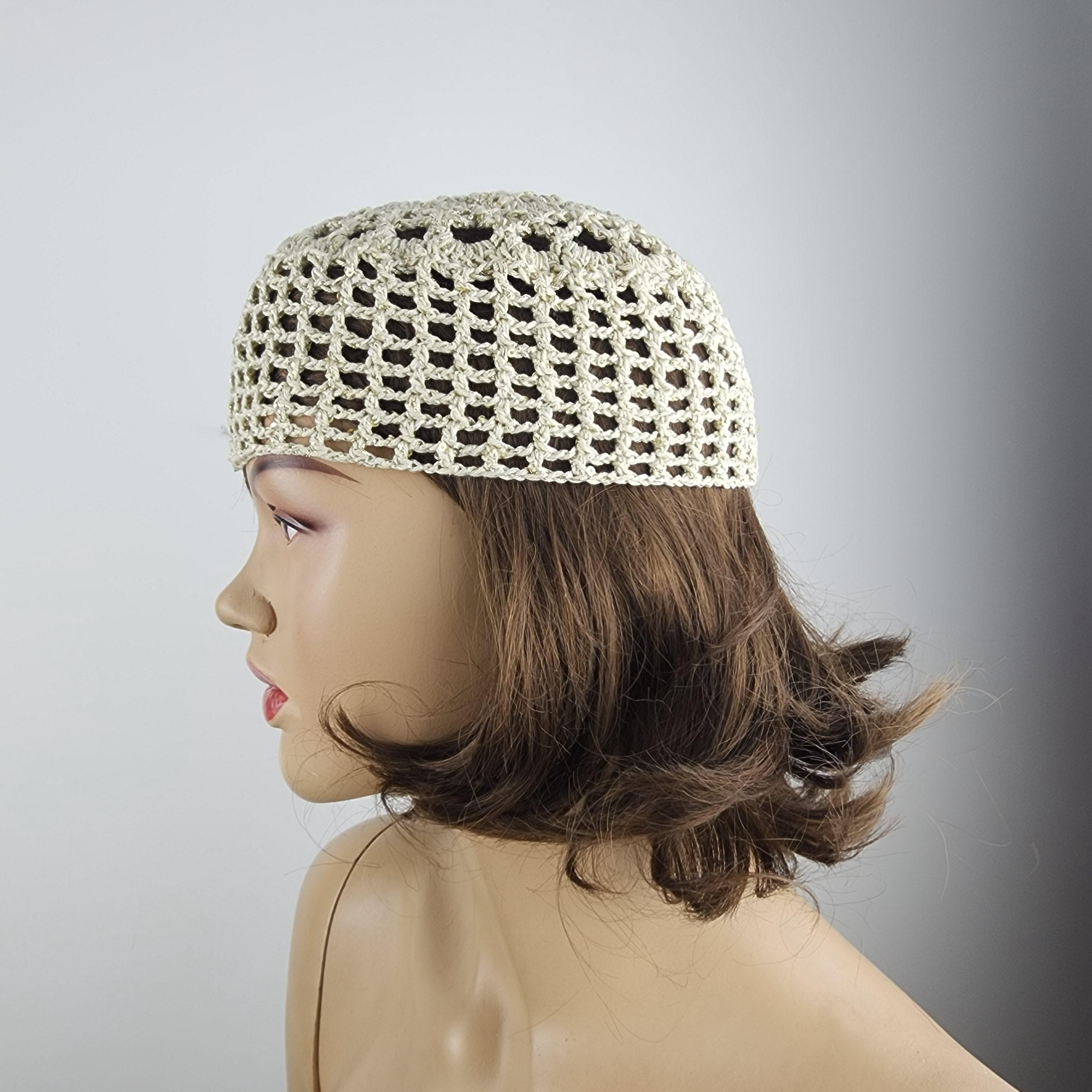 Crochet Green Mesh Beanie Hat: Forest Festival Skull Cap  display picture 2