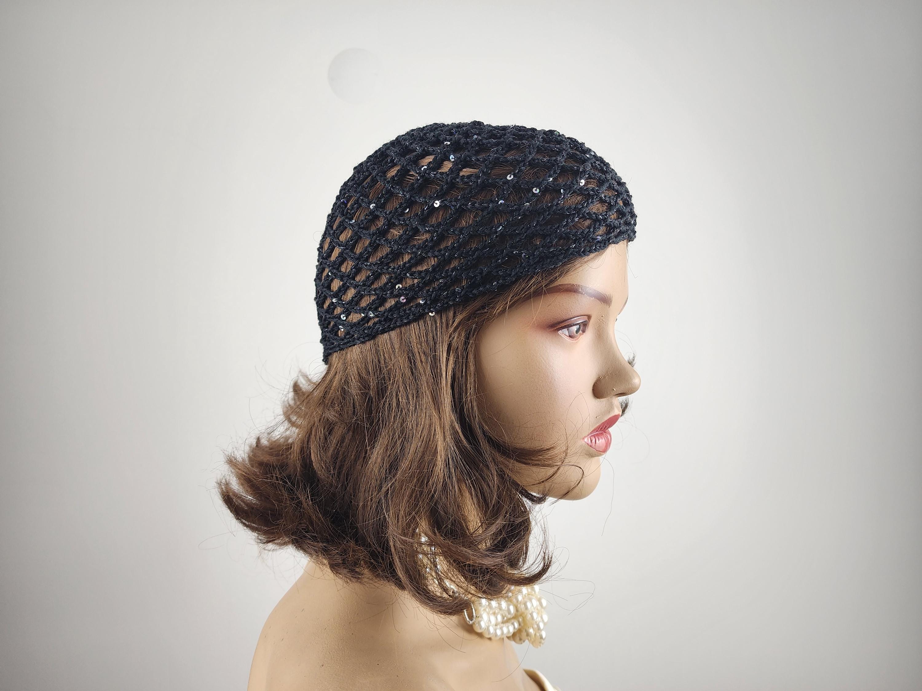 Crochet Black Mesh Hat, All Color Skull Cap, Netted Mesh