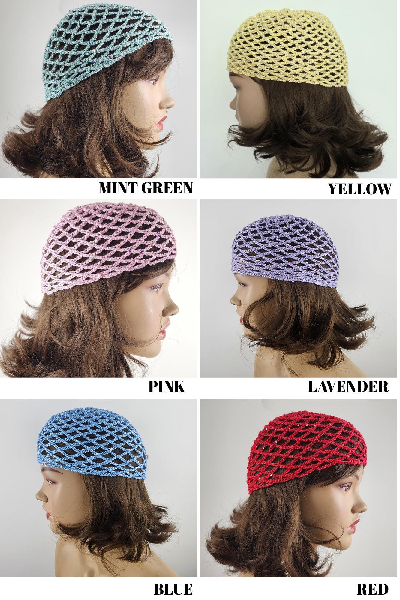 Netted Hat Crochet Purple Mesh Hat, All Color Skull Cap, Netted Mesh Cap, Handmade ...