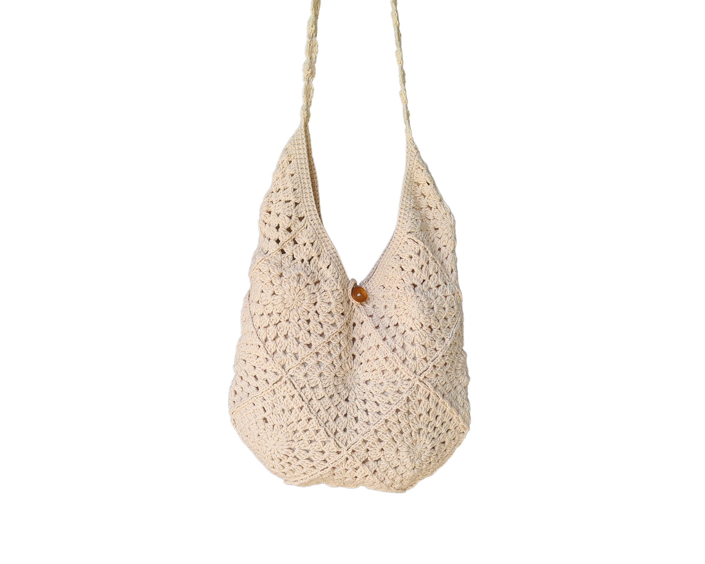 Cream Crochet Bag, Crochet Hobo Bag - Etsy