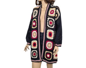 Granny Square Cardigan, Crochet Jacket, Women Jacket, Afghan cardigan, Crochet Cardigan, gift for her US 4 to 8