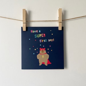 Super primer día de tarjeta escolar