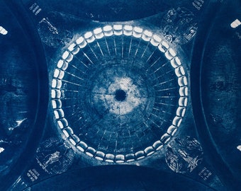 Cyanotype of the Saint Esprit church, in Paris.