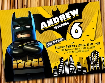 Lego Batman Invitations Etsy