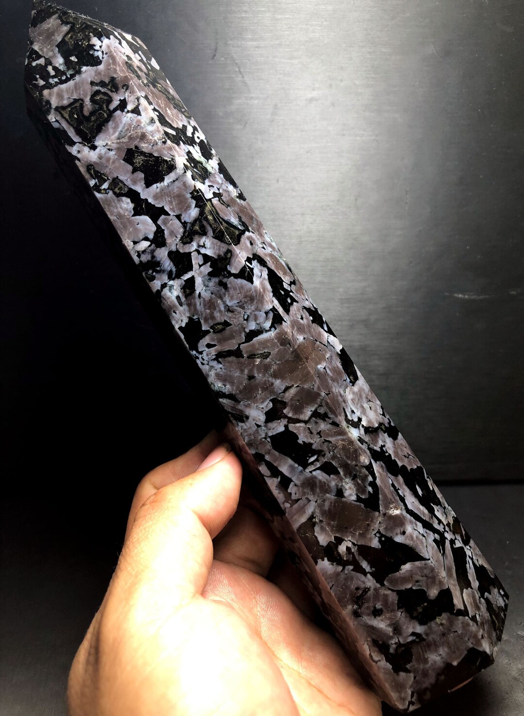 Stone Point Indigo Mystic Merlinite Crystal Point: Indigo Gabbro Generator Wand (788g ...
