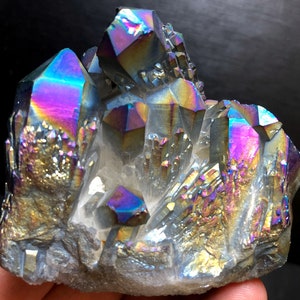 189g Rainbow Titanium plated Crystal Cluster, color-changing crystal ,Titanium Coated R420