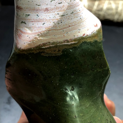 438g Wow! Pink Sea Jasper Crystal  Pink Ocean Jasper Quartz Geode Agate Reiki Quart CRYSTAL Polished Flame Torch Reiki HEALING Z828 main image 2