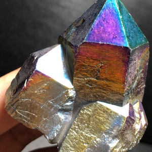 94g Rainbow Titanium plated Crystal Cluster, color-changing crystal ,Titanium Coated R363