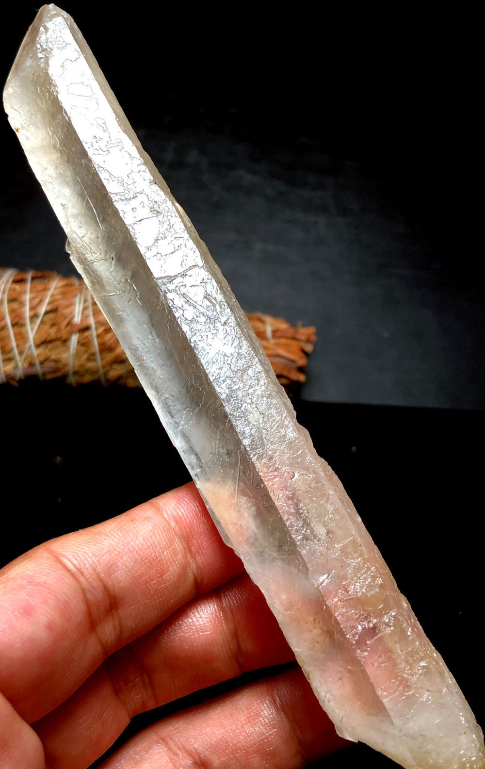 148 mm シンギングレムリアンシードクォーツクリスタルポイント - 内