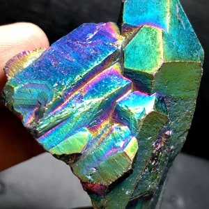 103g Rainbow Titanium plated Crystal Cluster, color-changing crystal ,Titanium Coated R388