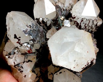 1222g RARE Natural Hollandite Star Quartz CRYSTAL Point &Trapiche Hair  f408