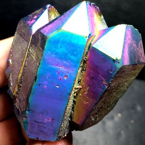 110g Rainbow Titanium plated Crystal Cluster, color-changing crystal ,Titanium Coated R392