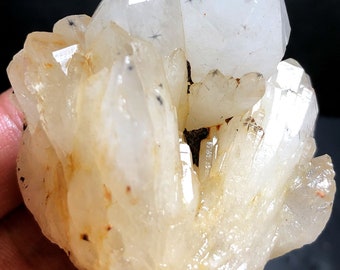 101g RARE Natural Hollandite Star Quartz CRYSTAL Point &Trapiche Hair R695