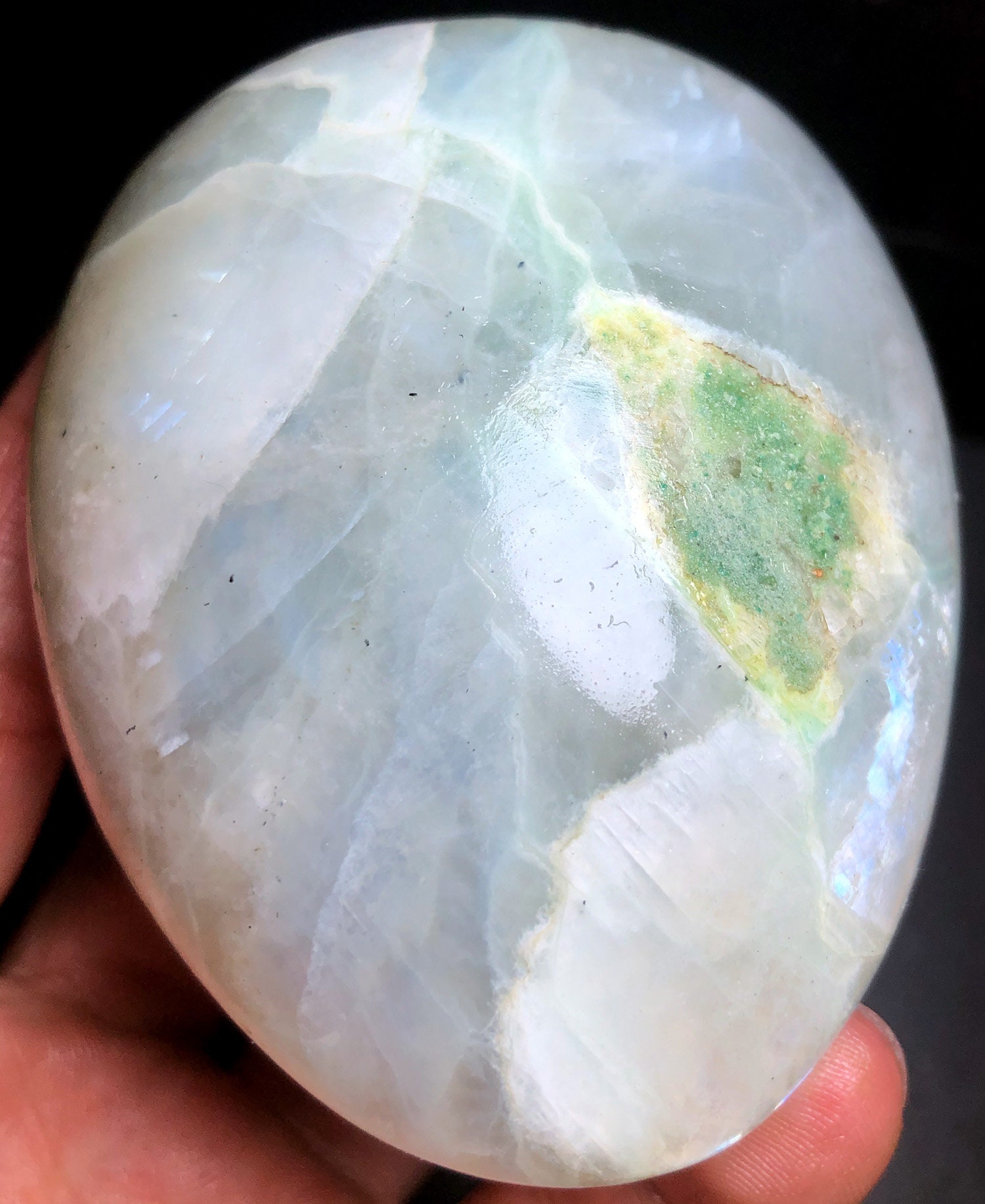 287g 1PC Green Moonstone with Incredible Schiller/ Polished Etsy