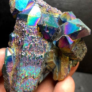 182g Rainbow Titanium plated Crystal Cluster, color-changing crystal ,Titanium Coated R419