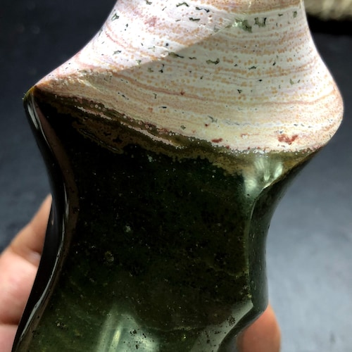 438g Wow! Pink Sea Jasper Crystal  Pink Ocean Jasper Quartz Geode Agate Reiki Quart CRYSTAL Polished Flame Torch Reiki HEALING Z828 main image 6