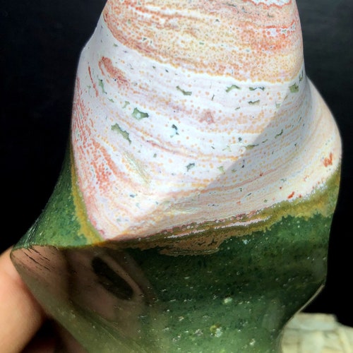 438g Wow! Pink Sea Jasper Crystal  Pink Ocean Jasper Quartz Geode Agate Reiki Quart CRYSTAL Polished Flame Torch Reiki HEALING Z828 main image 3