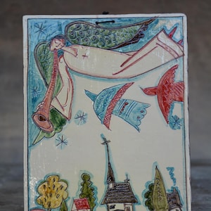 angel song,Wall Art,Hand-made ceramic bird,ceramic tile,ceramic decoration,hanging decoration,one of a kind ceramic