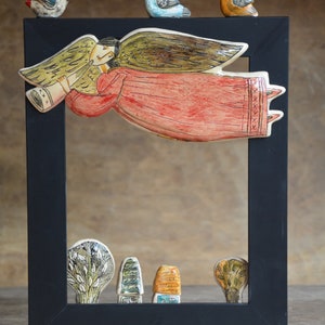 angel song,Wall Art,Hand-made ceramic bird ,ceramic tile,ceramic decoration,hanging decoration,one of a kind ceramic