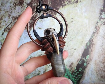 4 pcs labradorite raven pendant bead