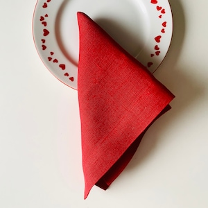 Linen napkins, Linen napkins set, Linen napkins, Washed soft linen table napkins. linen napkins sets of 2 ,4, 6 red linen napkins