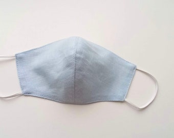 Linen face mask, Face mask , Face Mask with Filter Pocket ,Triple Layer, Reusable ,Washable mask with cotton layer and filter pocket