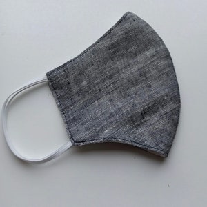 Linen face mask, Face mask , Face Mask with Filter Pocket ,Triple Layer, Reusable ,Washable mask with cotton layer and filter pocket
