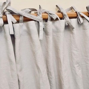 Linen curtains, Tie top linen curtain panel, Linen curtains  , linen curtain panel ,Various colours.