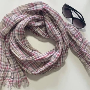 Linen scarf ,Softened linen scarf, Natural Lightweight Linen,  scarf , unisex scarf, Frayed ends scarf
