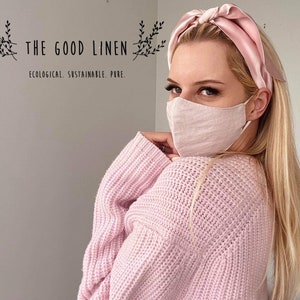 Linen face mask, Face mask , Face Mask with Filter Pocket ,Triple Layer, Reusable ,Washable mask with cotton layer and filter pocket