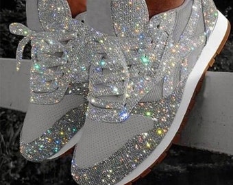 black sparkly trainers womens