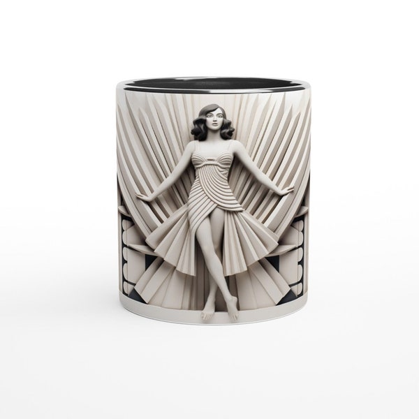 Art Deco Design Classic Elegant Silver Lady Mug