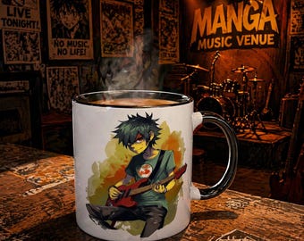 Teenager Gitarrist Gitarren Manga Style Art Mug Gitarrenliebhaber Rockstar