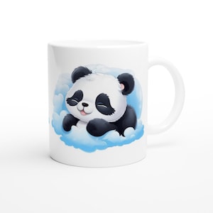 Panda negro durmiendo regalo lindo estilo dibujos animados Taza