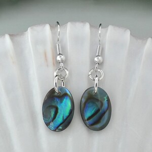 Silver Plated Paua Shell Earrings: New Zealand Abalone