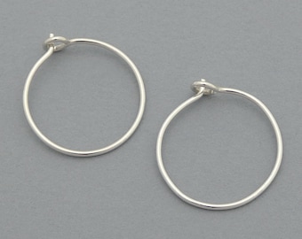 Recycled sterling silver 15mm hoop earrings.  Thin hoops for women handmade in Cornwall by my small business.  Eco friendly gift for sister.