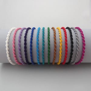 7" Dainty Spiral Braided Bracelet For Adults - Choose From 14 Colours.
