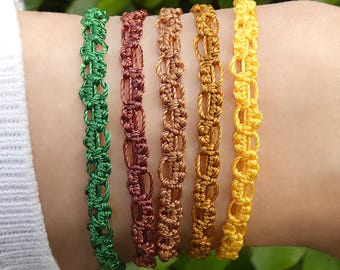 Dainty Macrame Bracelet: Adjustable Woven Nylon Jewellery, Stainless Steel Clasp.