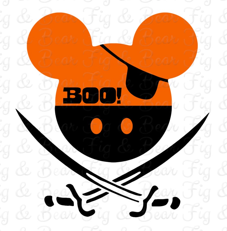 Disney Mickey Mouse Pirate Eye Patch Halloween BOO Iron On T Shirt Iron On Transfer Decal Personalized FREE