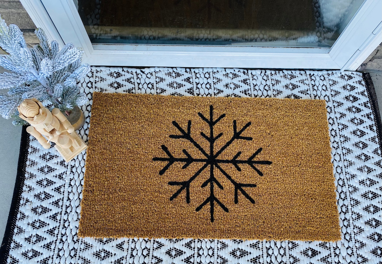 Snowflake Doormat Coir Doormat Outdoor Rug Holiday Porch Etsy