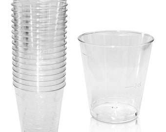 50 vasos de postre para funciones, 40 ml, 1,5 oz, utilizados para tartas de queso, bagatelas y gelatina. Transparente, redondo y plástico.