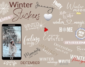 100+ Winter Instagram Stickers Digital Download